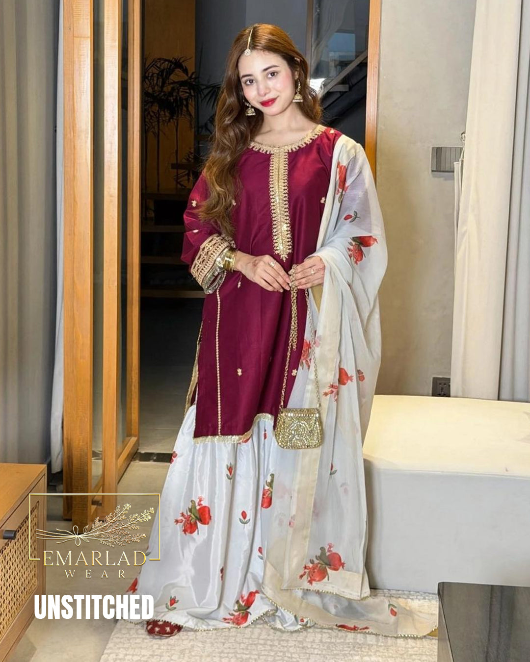Aysel Mehroon Silk Embroidered Collection 3 Piece Suit