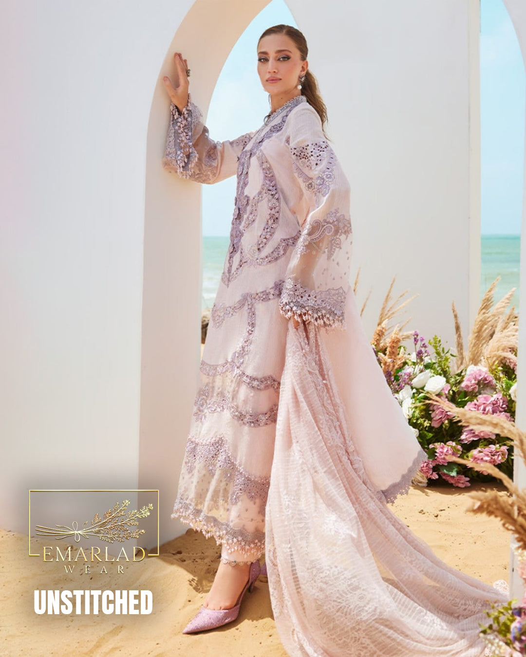 M.B Cotton Chicken Kari Collection – Peach 3D Flower Laser Design