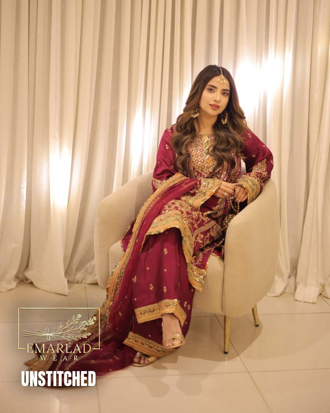 Aneelas - Tussel Silk embroidered collection | Shocking Pink