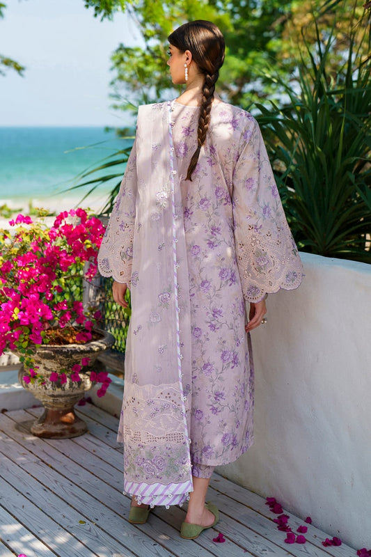 Baroque Purple Digital Print Embroidery Dress New Arrival