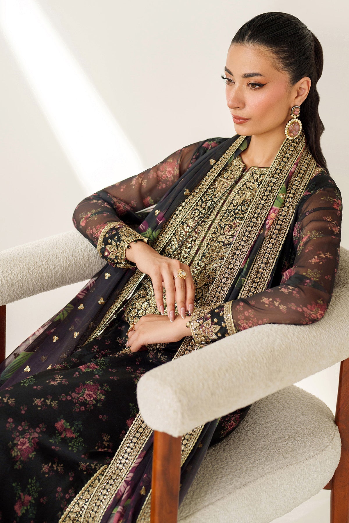 Jazmine | Black - Shamoz Digital Printed Silk Collection