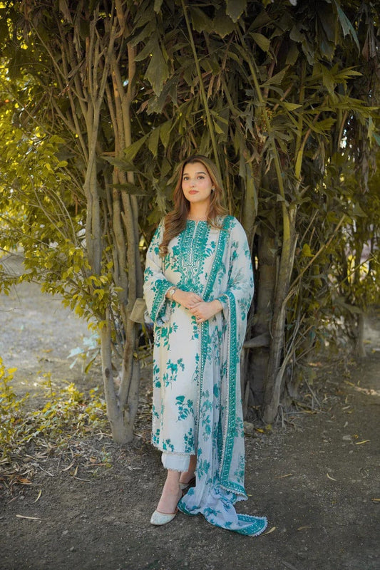 Aneelas Collection | White & Green - Silk Collection
