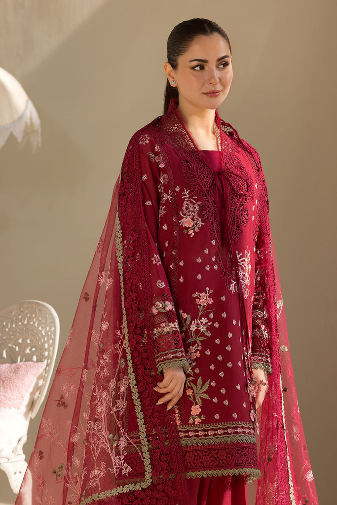 Sobia Nazir 14A Unstiched 3 Pcs | Maroon - Premium Lawn Chikankari Luxury Collection