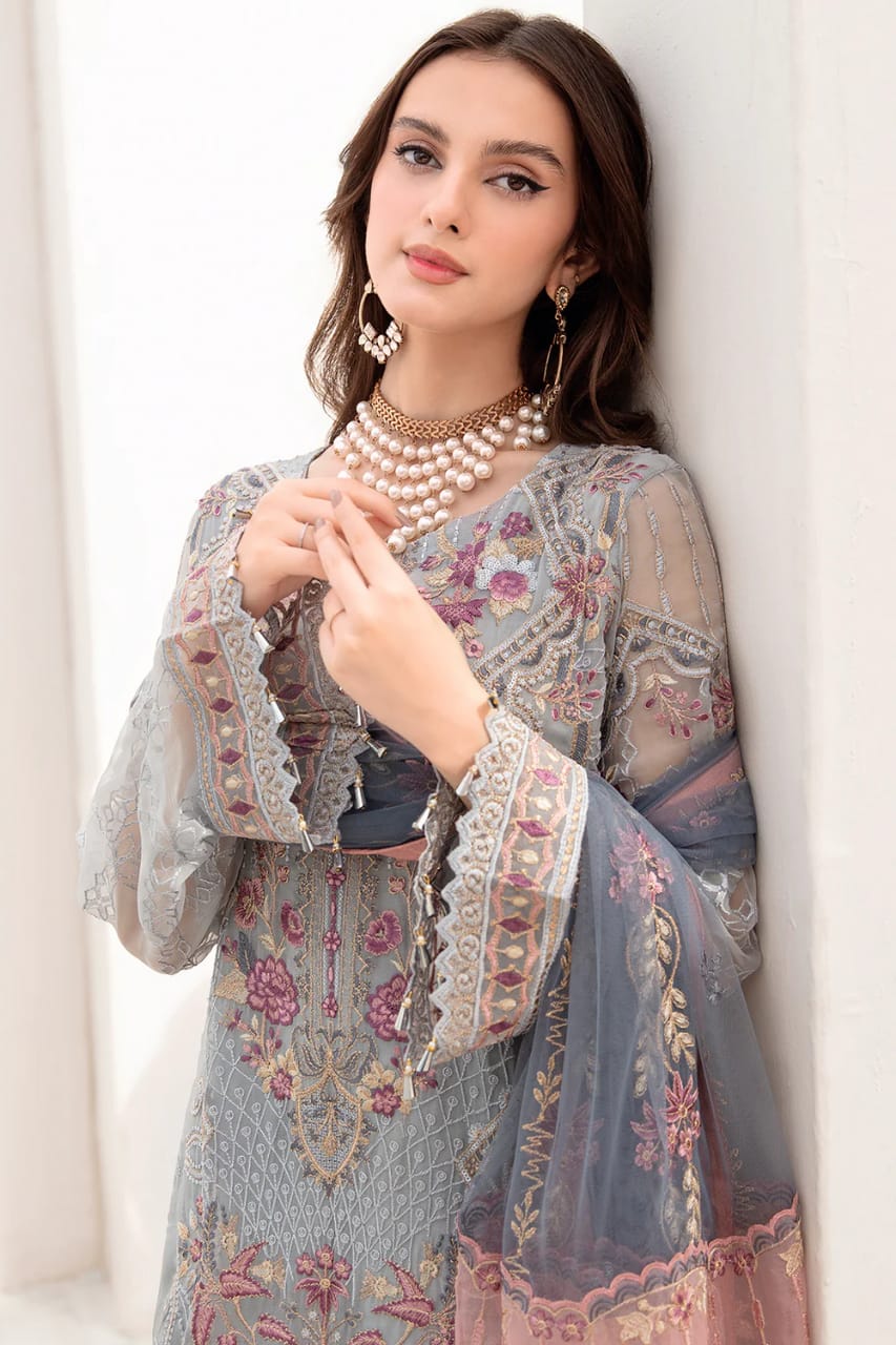Ramsha Chevron Chiffon`23 D Silver