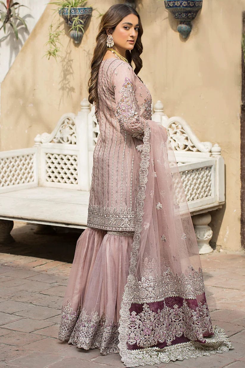 Imrozia Peach Gharara Net 3 Pc