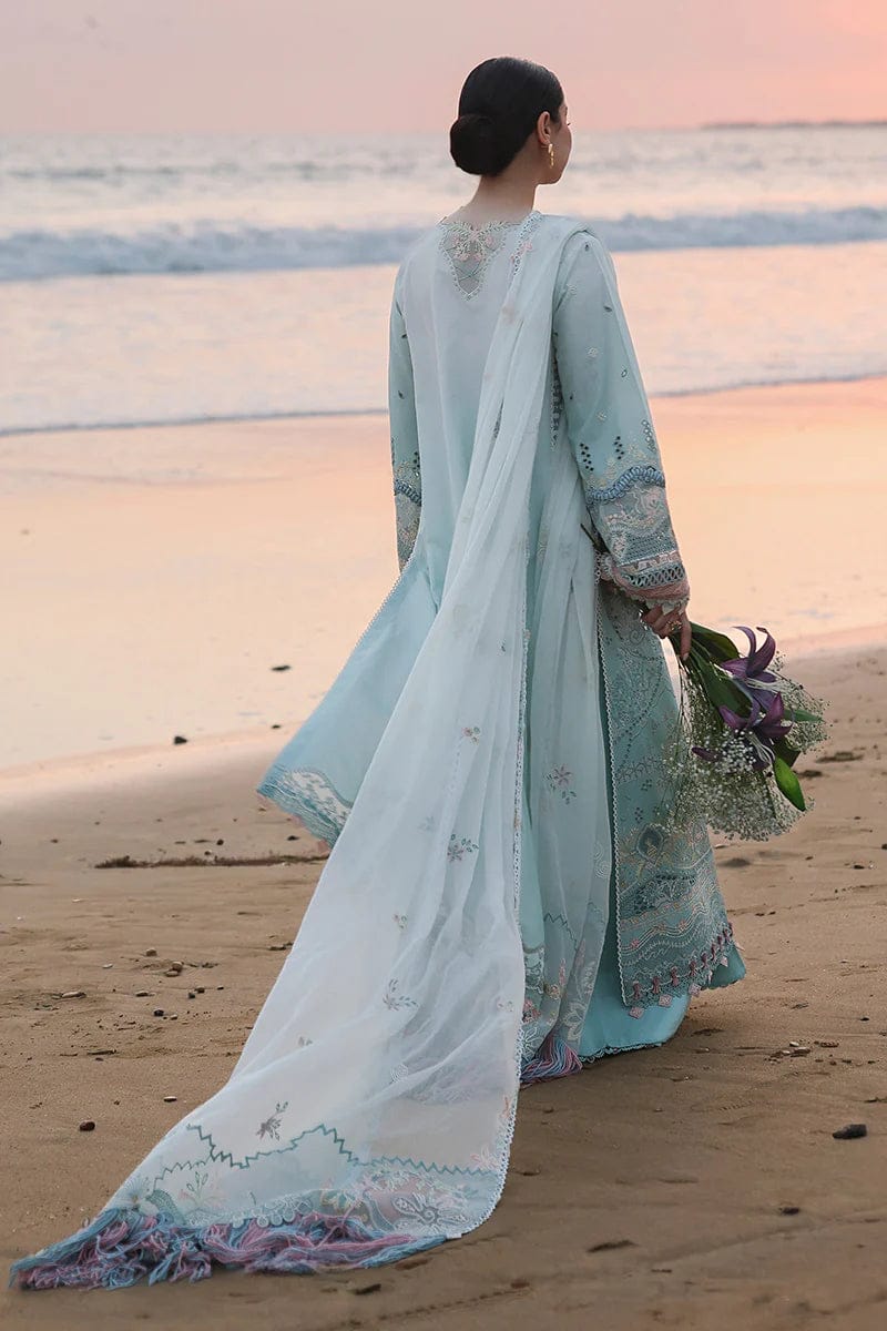 Qalamkar Sky Blue Cotton Suit with Chicken Kari Collection