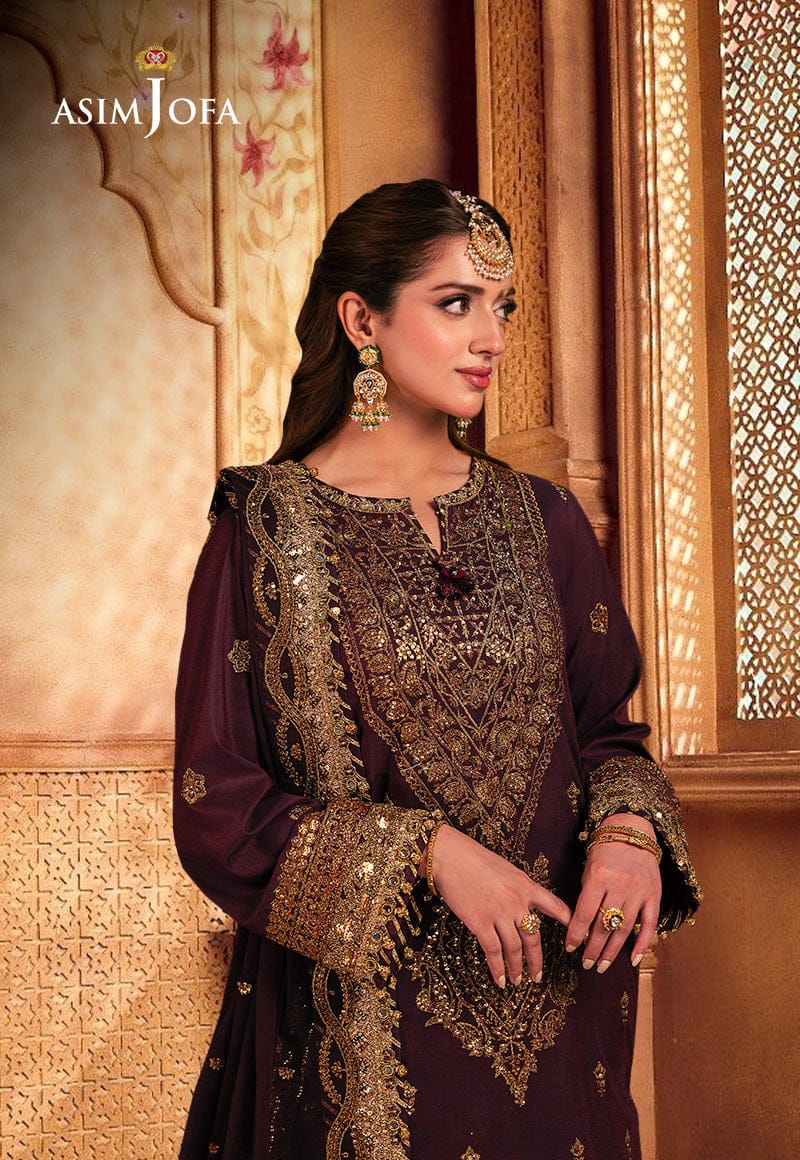 Asim Jofa | Maroon Chiffon