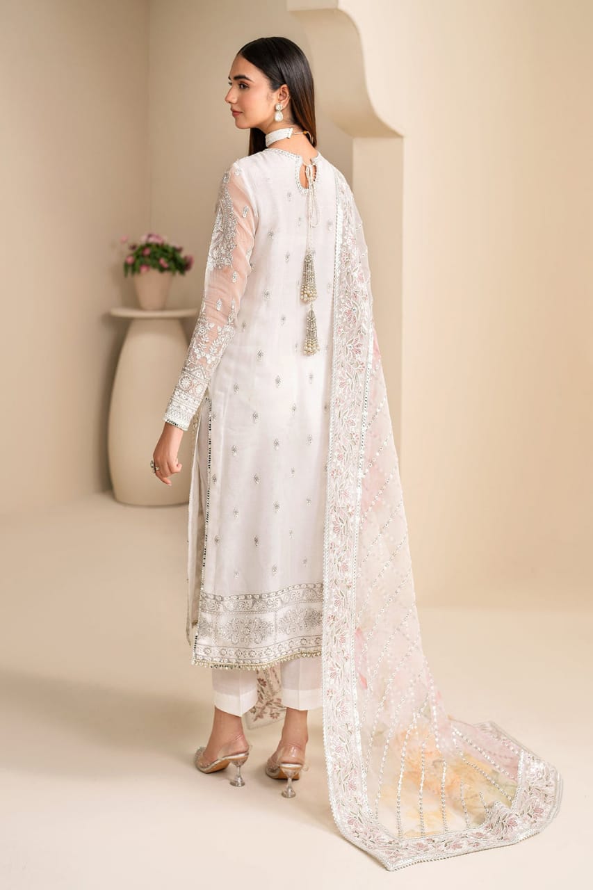 BAROQUE - EMBROIDERED CHIFFON UF-623 - White