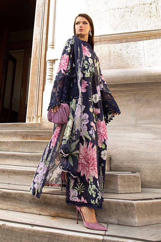 Maria B | Navy Blue - Digital Printed Lawn & Chiffon Dupatta Collection
