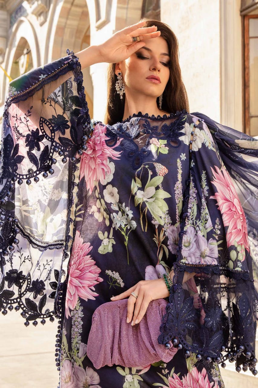 Maria B | Navy Blue - Digital Printed Lawn & Chiffon Dupatta Collection
