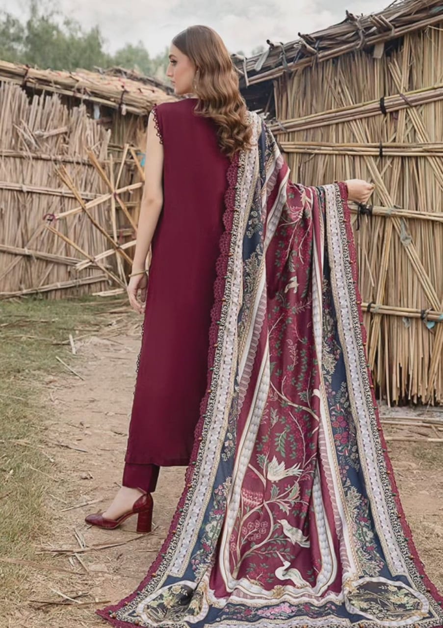 Maria B MPT-2406-B | Maroon - Lawn Eid Collection