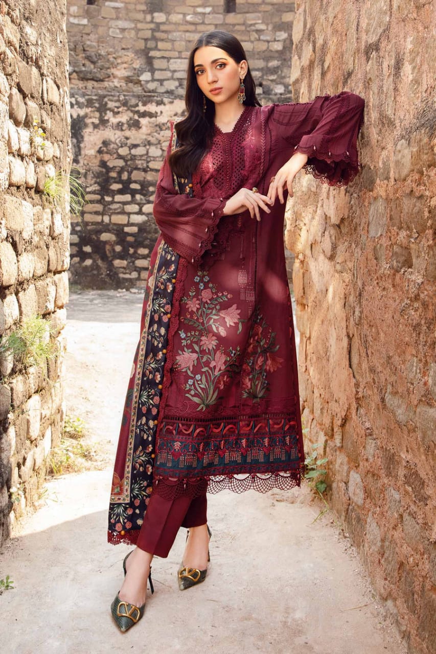 Maria B MPT-2401-B | Maroon - Lawn Eid Collection
