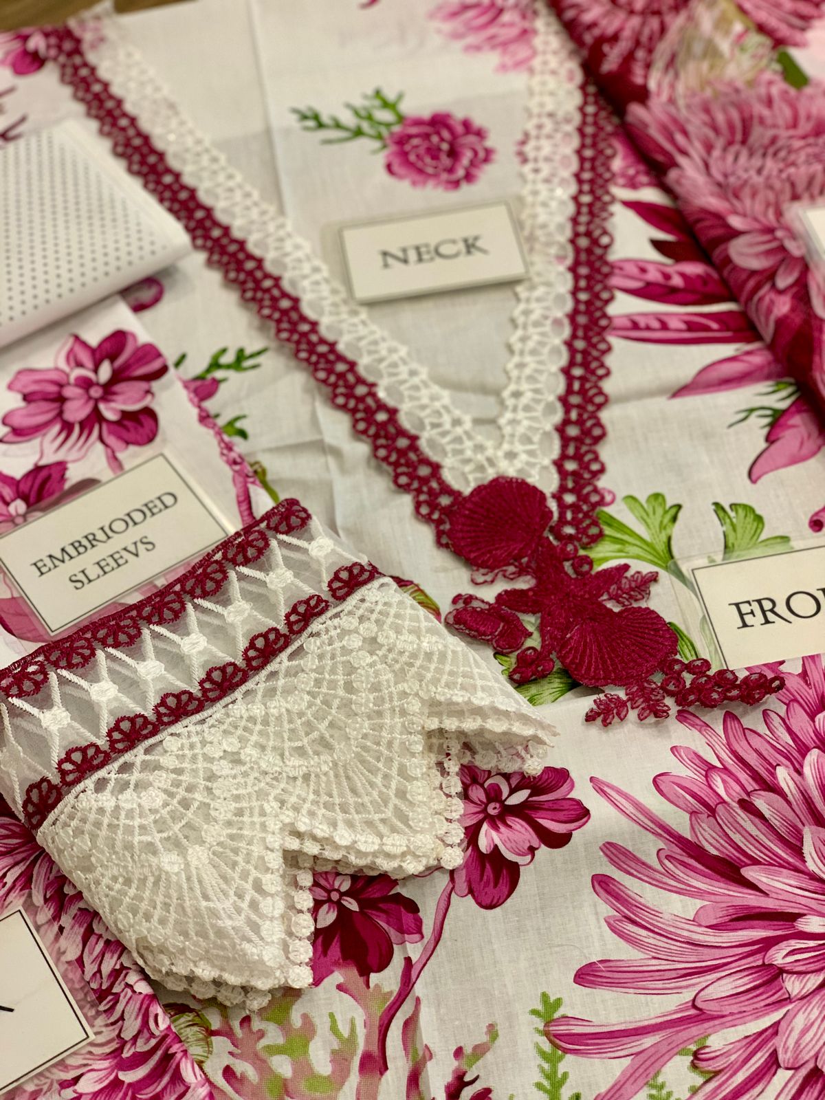 Maria B MPT-2510-A | White & Pink Butterfly - Lawn Eid Collection