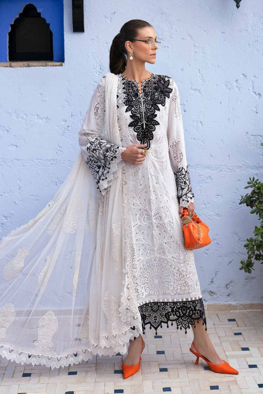 Maria B D-2505-A |Black & White - Luxury Lawn Chikan kari Collection 2025