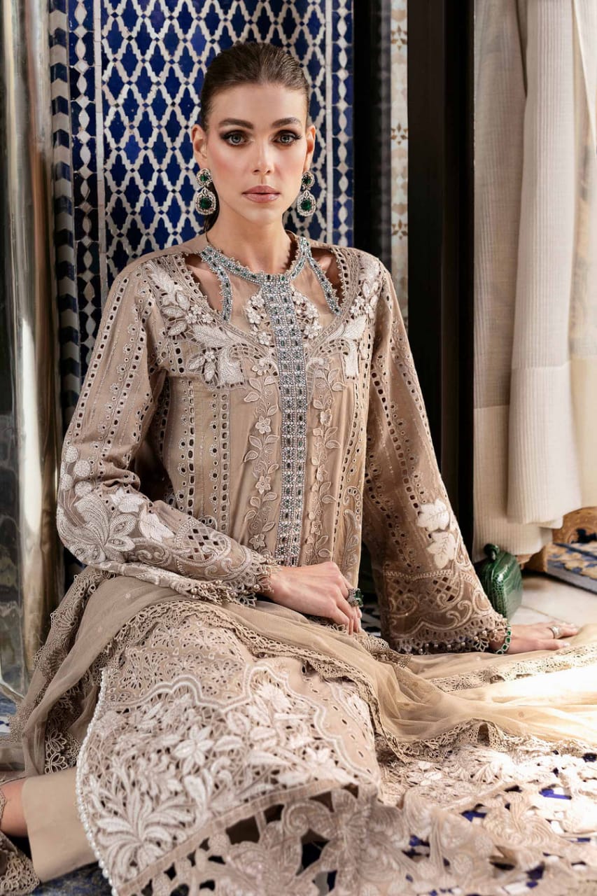 Maria B D-2502-A | Coffee - Luxury Chikankari Lawn Collection