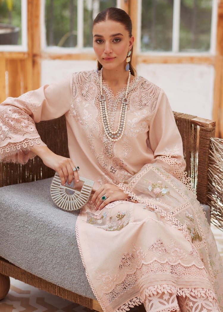 Crimson | Peach - Laser Chikankari Collection