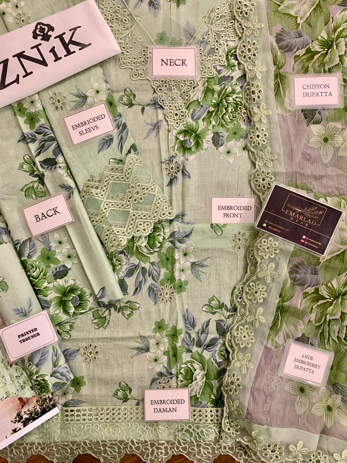 Iznik | Ice Green - Printed Lawn Chikankari Collection