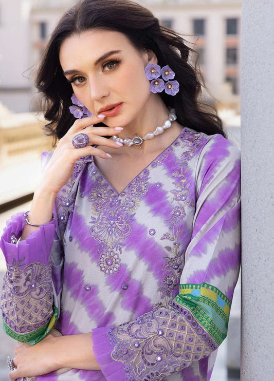 Charizma | Purple - Lawn With Chiffon Embroidered Dupatta Collection