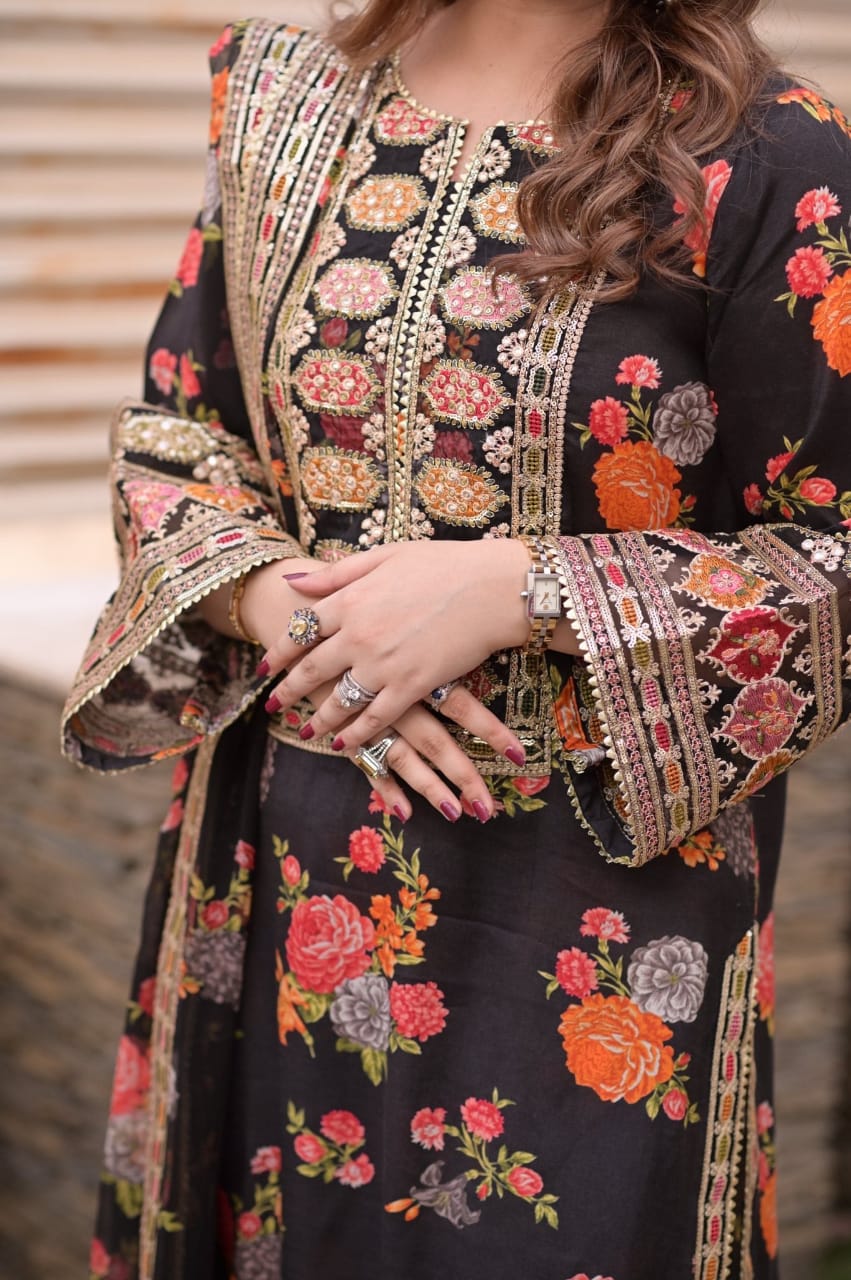 Aneelas | Black - Silk Embroidered Collection