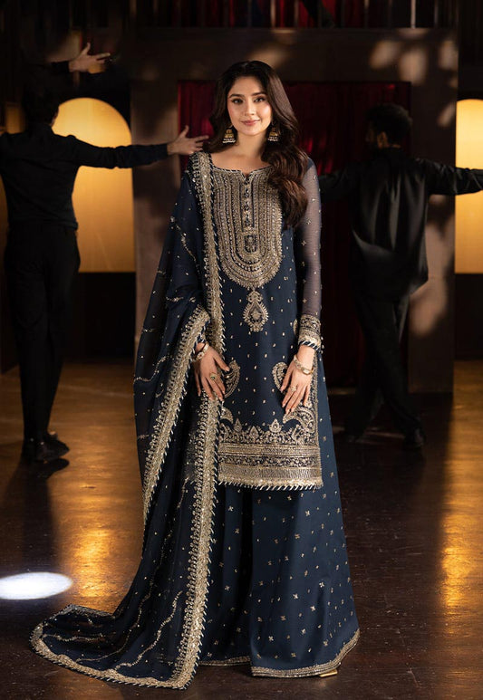 Asim Jofa | Navy Blue - Chiffon Embroidered Collection