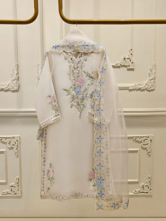 Agha Noor | Light Pistachio - Fancy Organza Embroidered Collection