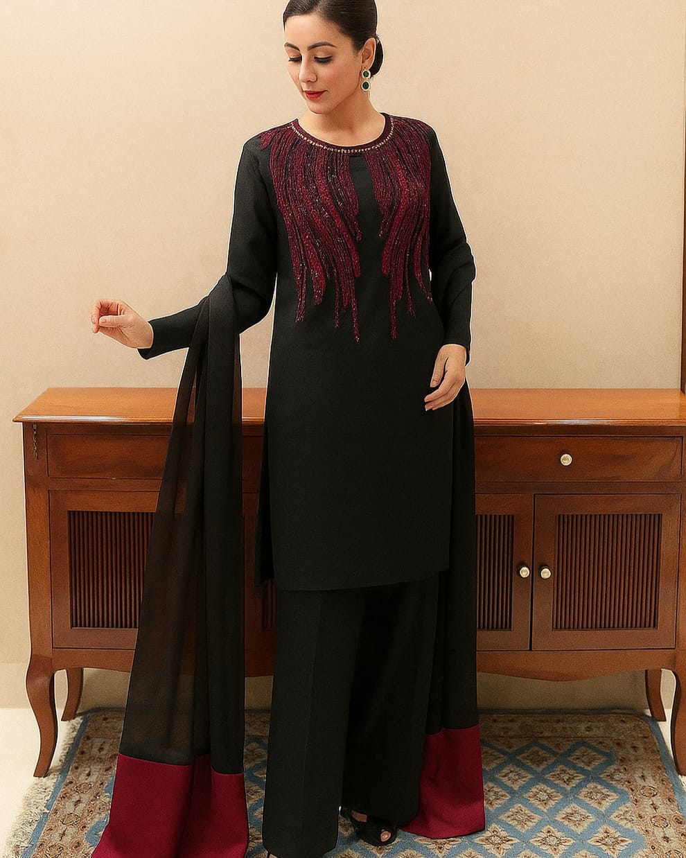 Emarlad Wear Exclusive | Black - Silk Embroidered Collection