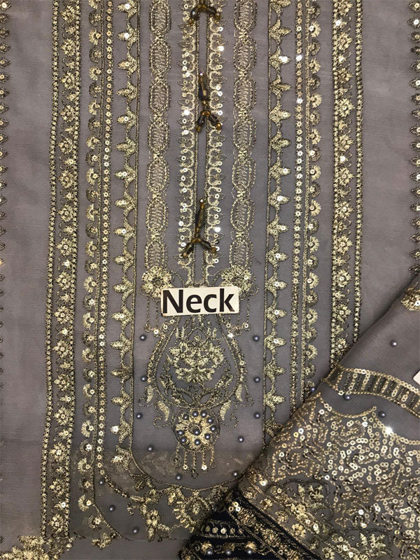 Adan libas | Grey & Zink - Embroidered Chiffon Collection