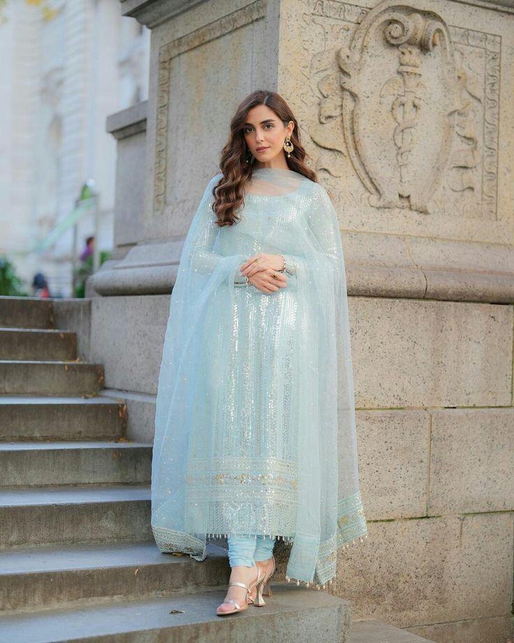 MAYA AVELINE SKY BLUE CHIFFON DRESS Emarlad Wear MAYA AVELINE SKY BLUE CHIFFON DRESS Emarlad Wear