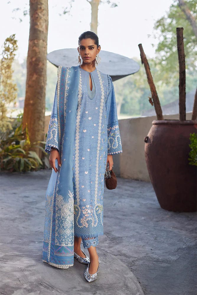 blue lawn dress Buy Lawn Embroidery Dress with Elegant Organza Dupatta
