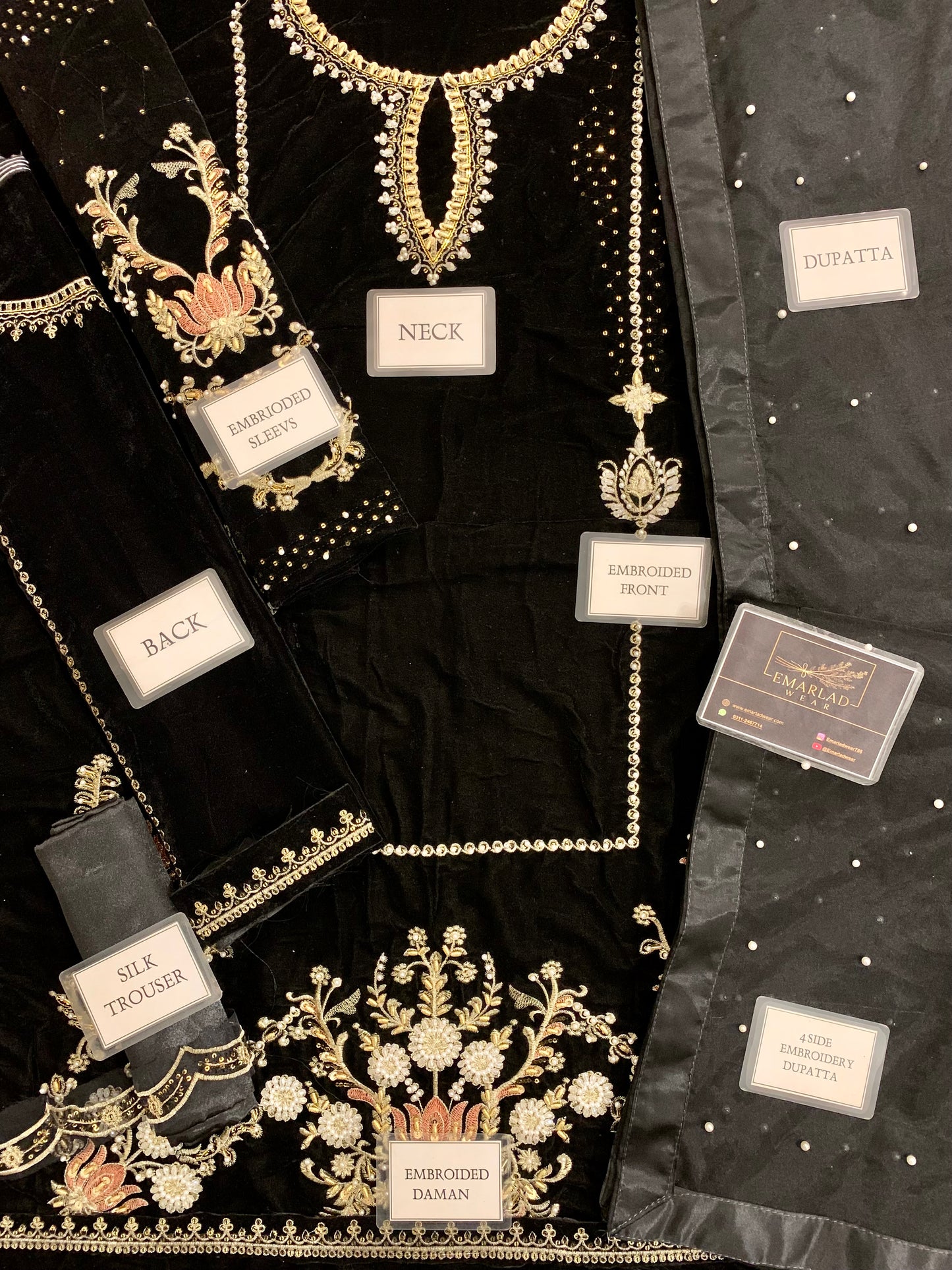 Emarlad Wear Exclusive Velvet Collection Khaka - Black - Velvet microo 9000