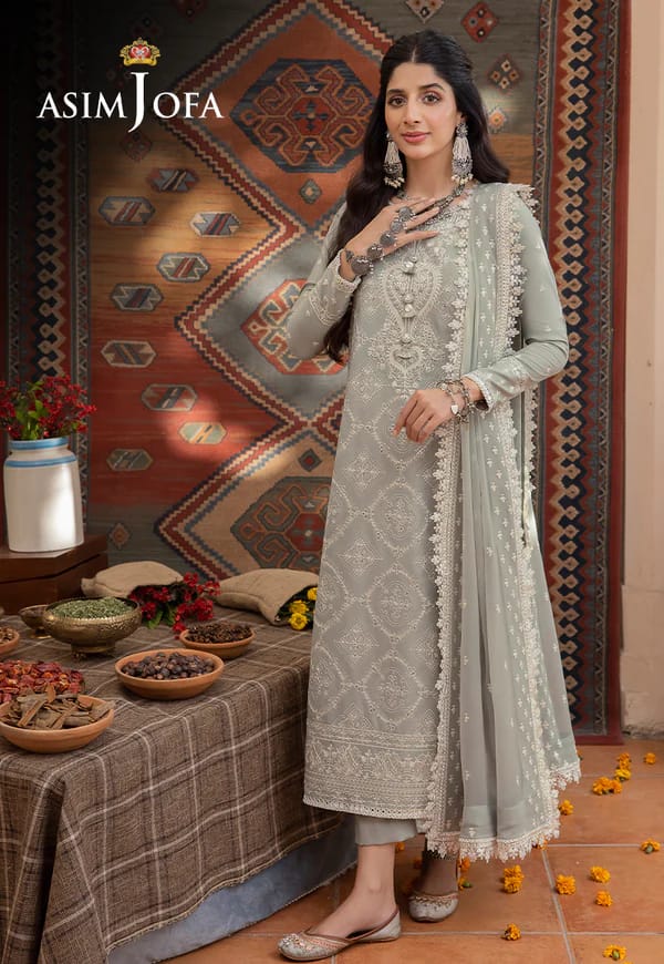 Asim Jofa Pistachio Formal Collection Chiffon Fabric