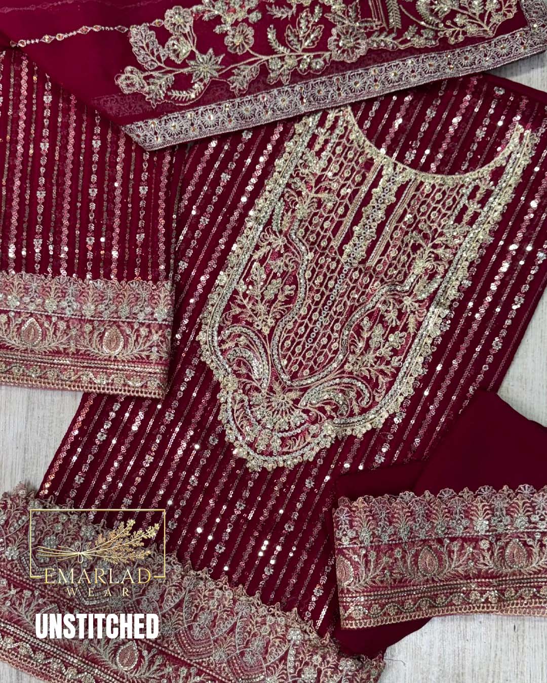 Kanwal Malik Semi Pure Chiffon Embroidered 3 Piece Suit | Dark Shocking Pink