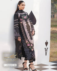 Parishay Black Luxury Lawn Chicken Kari Suit 2026 with Embroidered Chiffon Dupatta – Premium 3PC