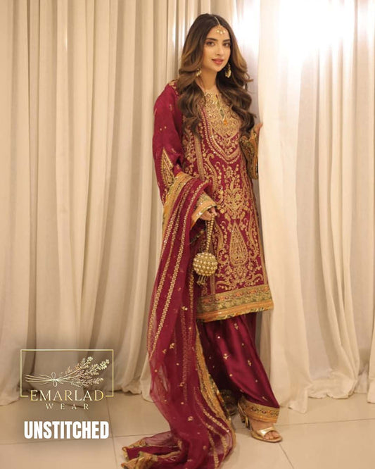 Aneelas - Tussel  Silk embroidered collection | Shocking Pink