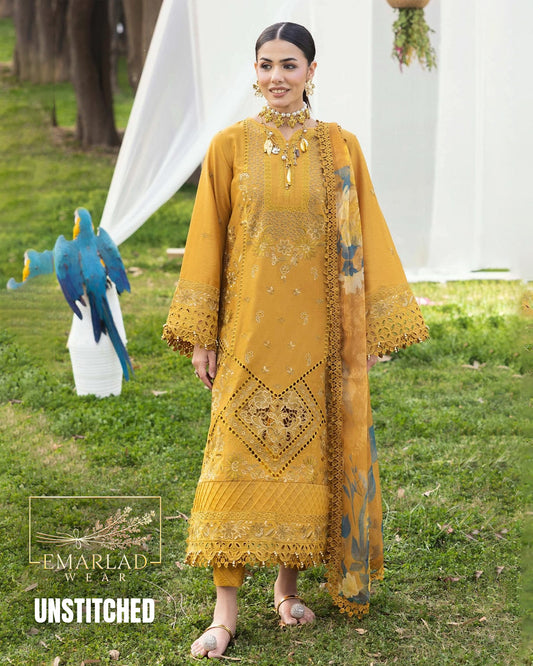 ADNAN LIBAS Embroidered Luxury Lawn Unstitched 3Pc Suit RR NC 17 Mustard Buy Online in Pakistan