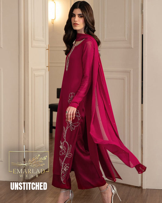 Lulusar Shocking Pink Raw Silk Formal Collection Replica – Elegant Luxury Wear