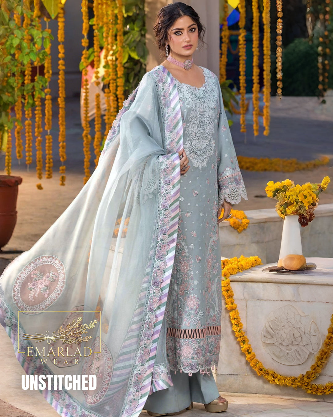 Motifz Heer Design #188 Grey Luxury Lawn Cotton Suit – Khaddi Net 3PC Chickenkari Embroidered Outfit