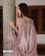 Zari Organza Shimmer Embroidered 3 Piece Suit with Adda Work