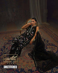Farida Hassan Embroidered Raw Silk Collection – Black