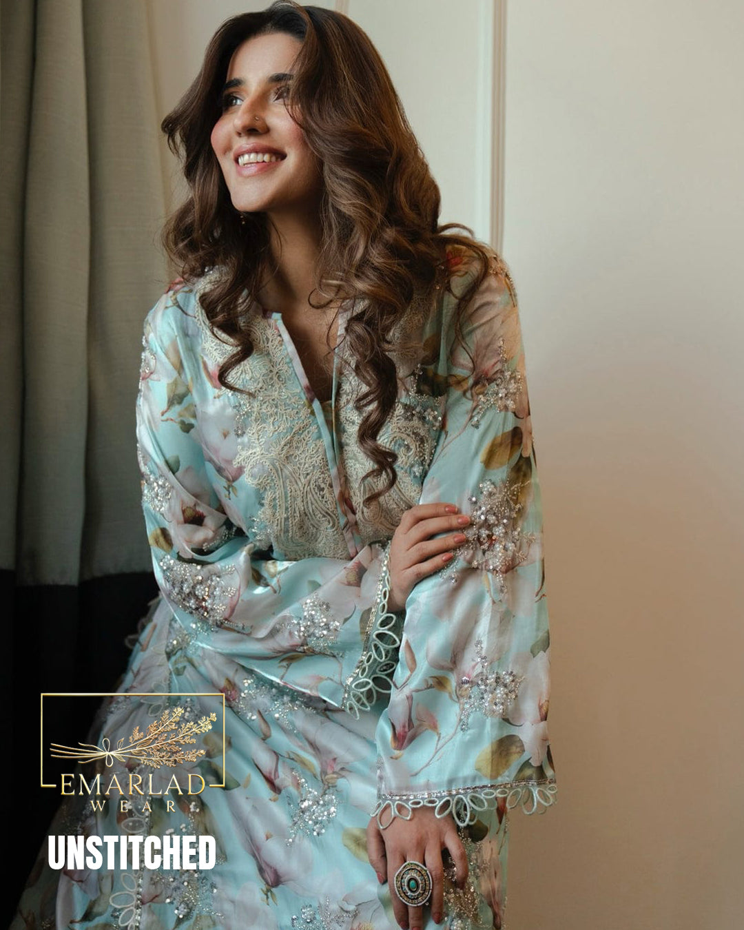 Aneela’s Luxury Lawn Sky Blue Embroidered Suit with Chiffon Dupatta – Ready to Wear