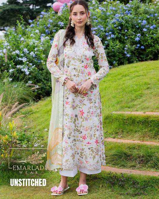 Crimson Lawn Collection 2026 – Heavy Embroidered 3PC Suit with Chiffon Dupatta