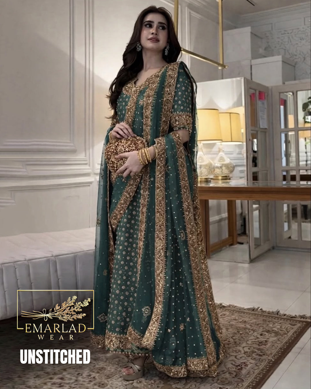 Haris Shakeel Addawork Zinc Green Formal Wedding Suit