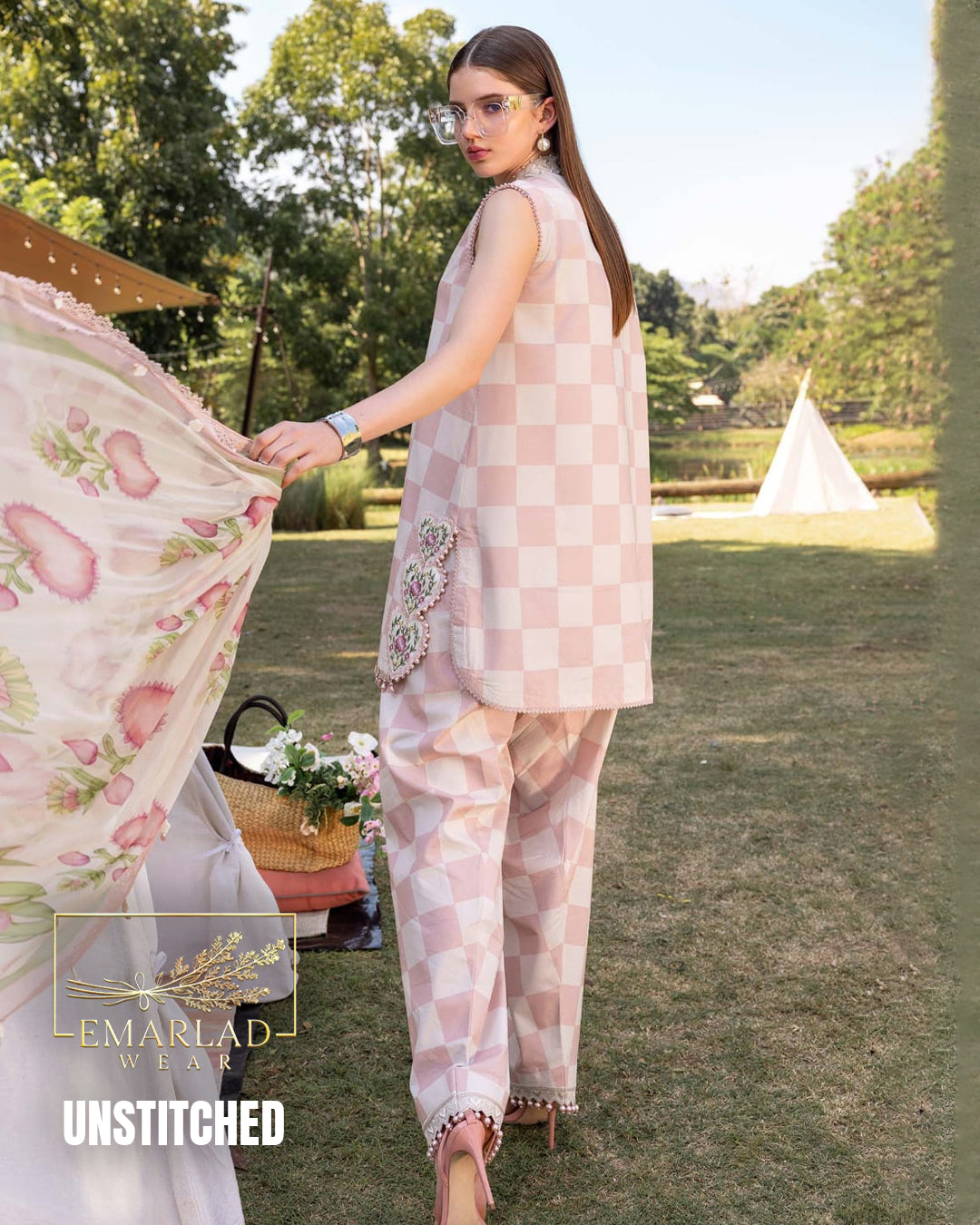 M.B M Print Lawn 2026 Pink Box 3PC Embroidered Suit | MBL-MPT-2906A/B
