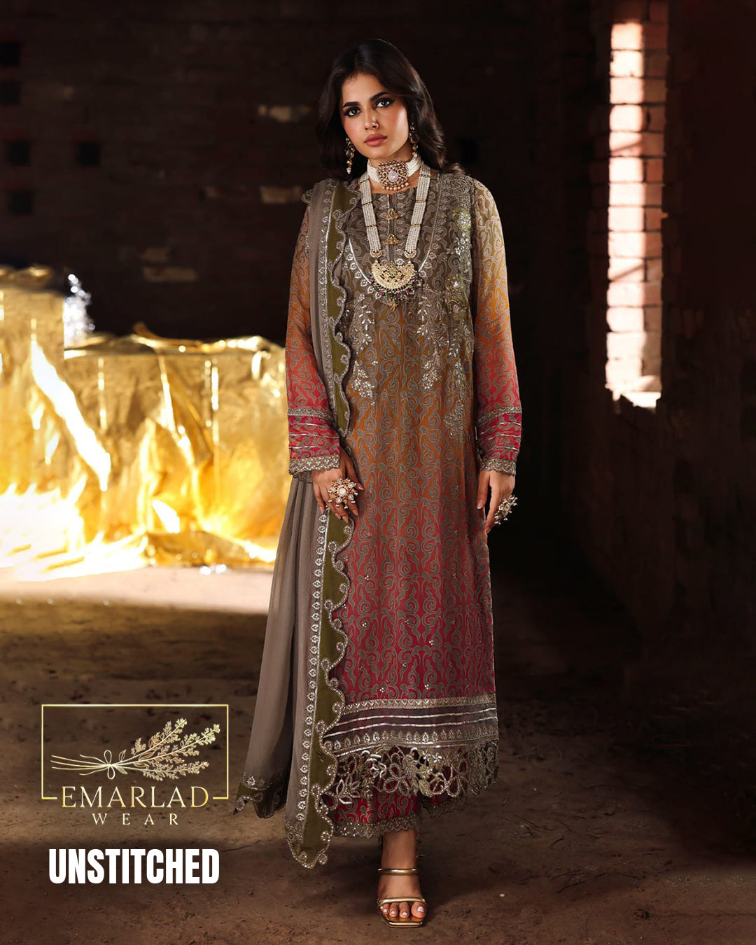 Charizma Luxury Digital Chiffon Tie & Dye Diamond Suit – 3 Piece