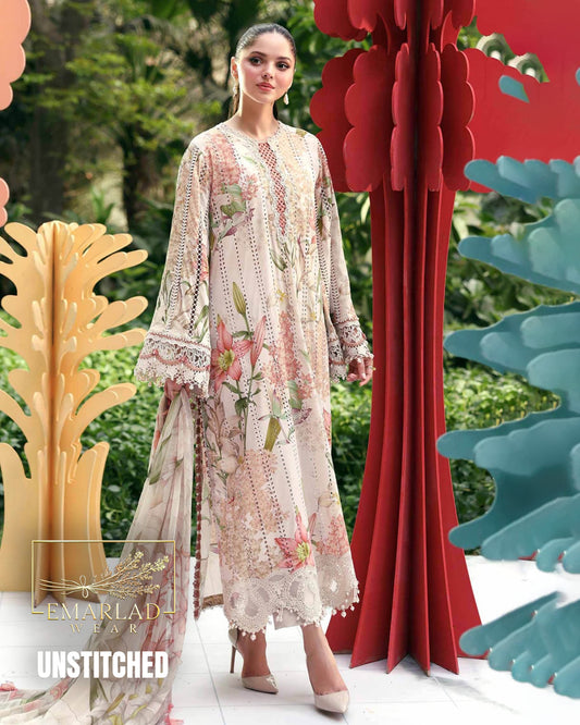 MARIA B M PRINT Vol-02 Purple Lawn Collection 2026 | 3PC Embroidered Chicken Kari Suit
