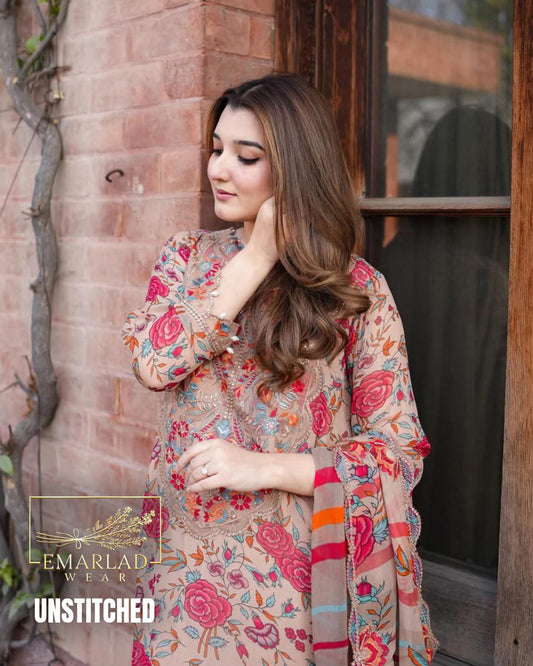 Aneelas Lawn Collection 2026 Grey ACL-EID-08 Embroidered 3 Piece Suit | Chiffon Dupatta