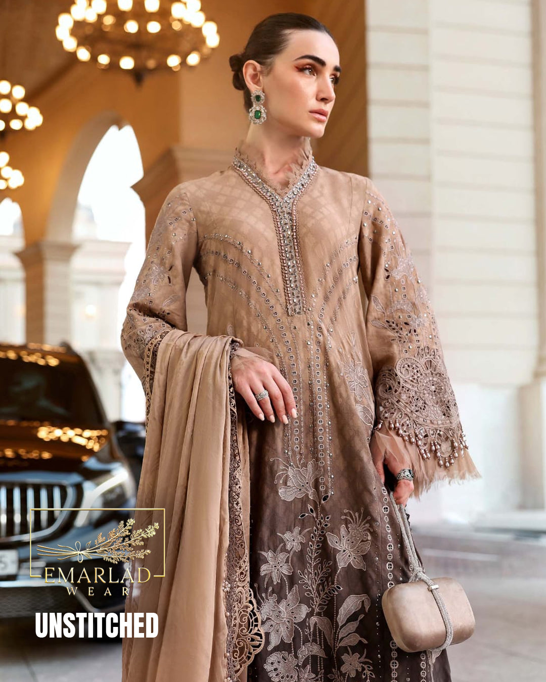 Maria B Luxury Lawn Collection 2026 Brown Skin Tie & Dye Unstitched Suit MBP-D2601-A/B Online in Pakistan
