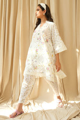 FARIDA HASSAN WHITE NEW  CHIKANKARI LAWN DRESS 3PC