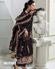 M.B  Article Colour black Unstitched 3 Piece Suit