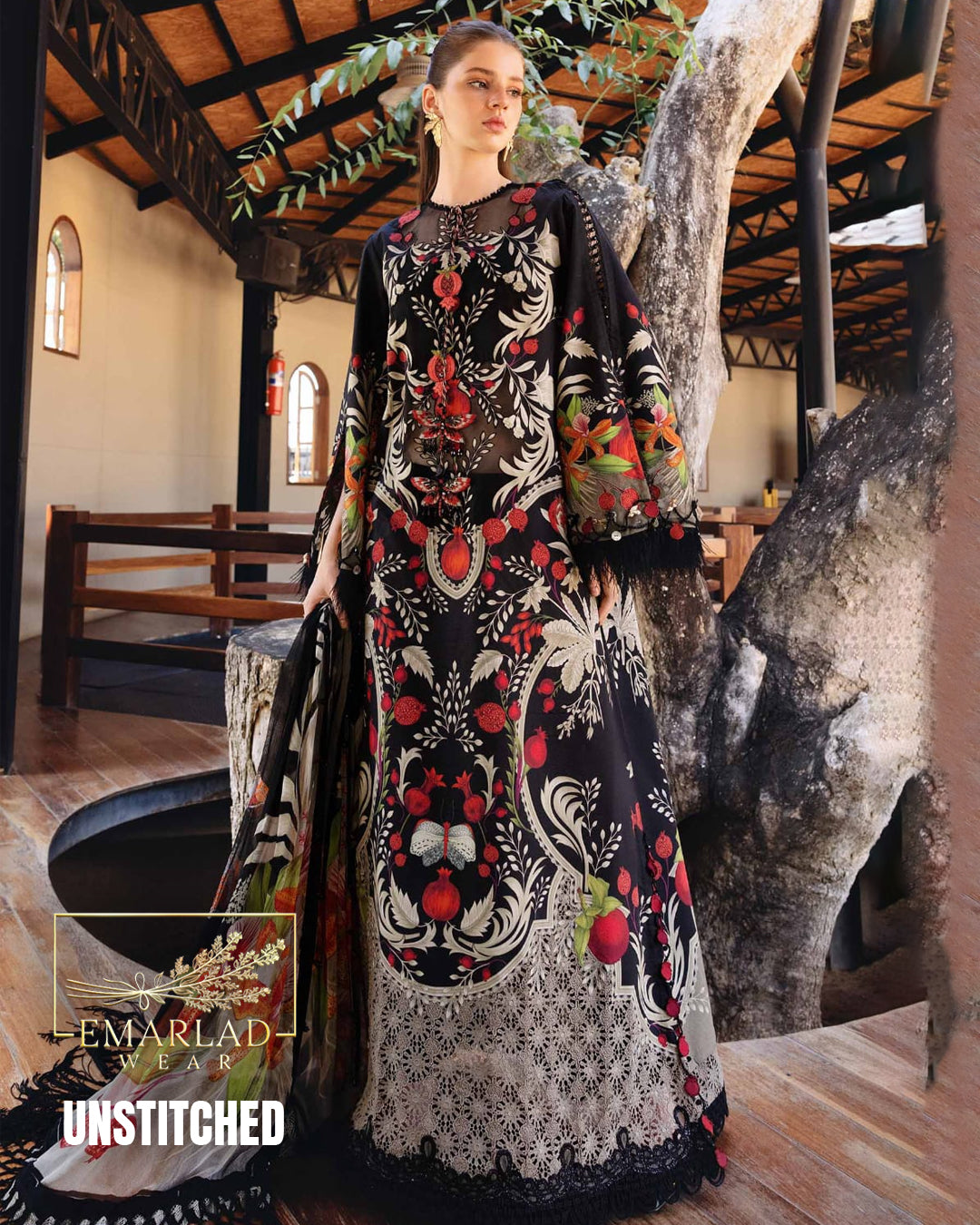 Maria.B MPT-2912-B Printed Lawn 3 Piece Suit with Chiffon Dupatta
